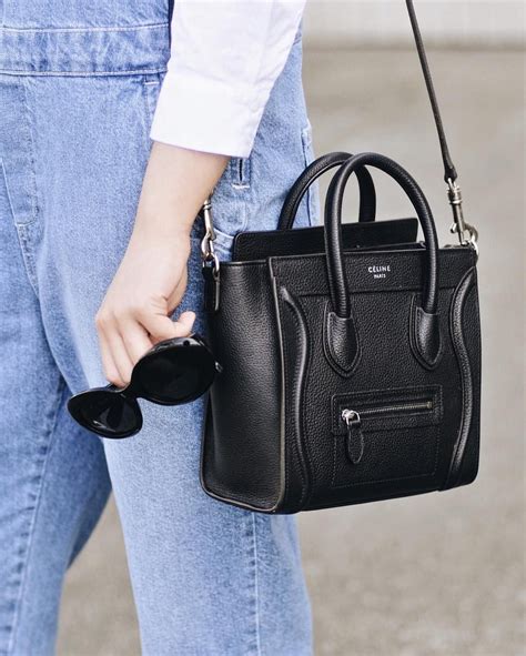 celine nano luggage tote black price|Celine mini luggage tote bag.